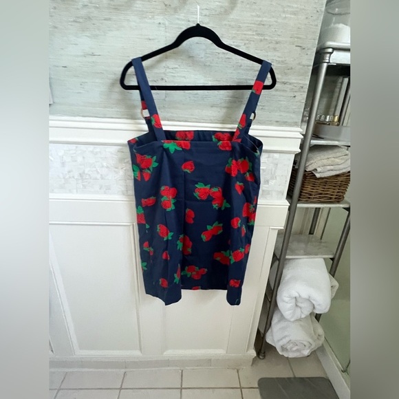 NWT new medium Anthropologie Maeve square neck shift dress strawberry navy blue - Picture 11 of 17